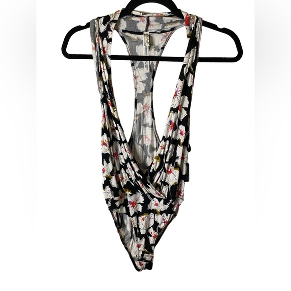 Free People | NWT Small Black Floral Sure Please Bodysuit - Picture 6 of 7